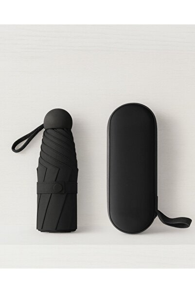 ELEVEN MARKETS 6 Telli Mini Cepboy Kapsullü Şemsiye -Siyah