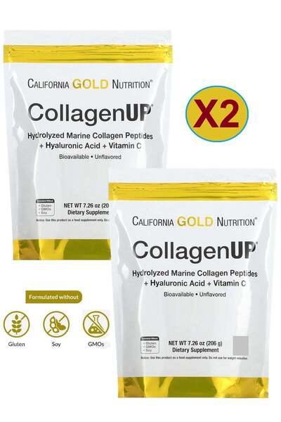 California Gold Nutrition Collagen Up (2-pack), Marine Collagen + Hyaluronic Acid & Vitamin C