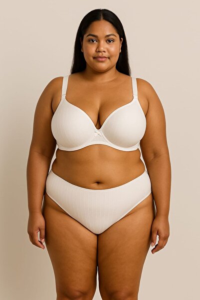 enmodaiçgiyim Sutien alb mărime mare C Cup efect modelator – fără susținere, fără sârmă, burete moale, 3 cârlige