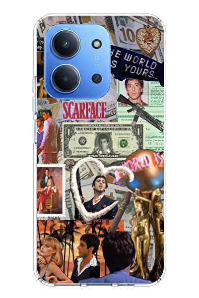 TechTree حافظة سيليكون مطبوع متوافقة مع هاتف Redmi 15C بتصميم كولاج سكارفيس