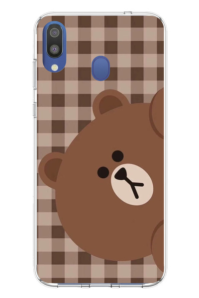 TechTree حافظة سيليكون مطبوع متوافقة مع هاتف سامسونج جالاكسي M20 بتصميم دب بني