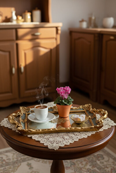 Hanlar Home Stylish Gift Carved Presentation Classic Tray with Mirror