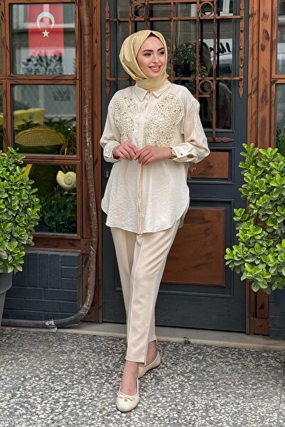 Moodbasic ÖRGÜ DETAYLI İŞLEME CUPRA GÖMLEK