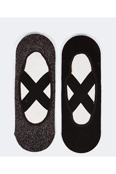 Katia&Bony Women's 2-Piece Asta Yoga/Pilates Socks Black / Silvery Black