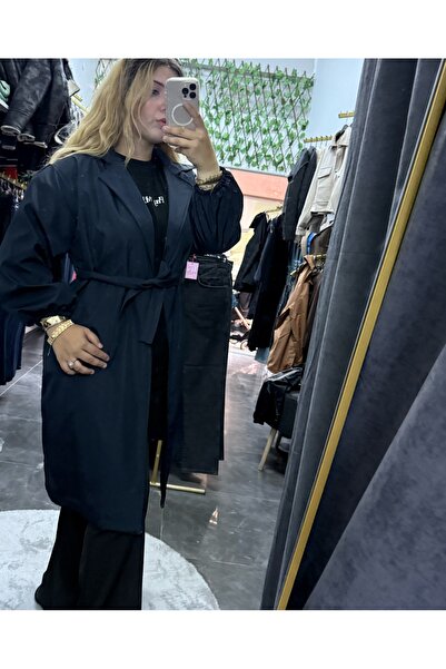 Butik KADIN BELDEN BAĞLAMALI BALON KOL TRENÇKOT