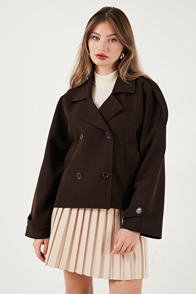 Lela Regular Fit Kruvaze Yaka Düğmeli Astarlı Ceket Mont MONT 6524955