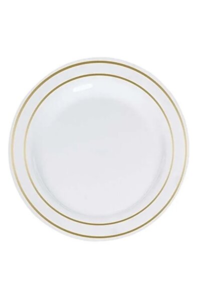 alenked Mika Tabak Gold Yaldızlı Sunum Tabakları Sert Plastik 6 Adet 26 cm