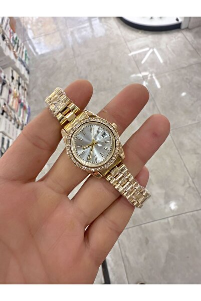 LOOQ Takvimli Şık Taş Detaylı Kadın Kol Saati