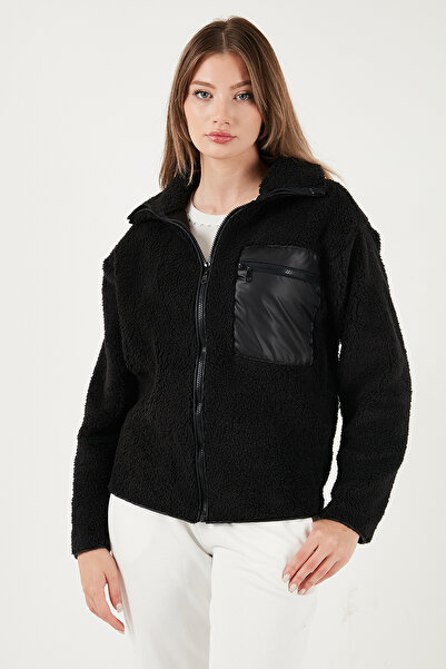 Lela Regular Fit Classic Collar Chest Pocket Detailed Plush Cardigan Fleece Polar 5866437