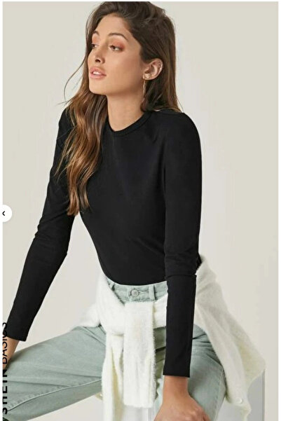 Butik Γυναικεία μπλούζα με μακρύ μανίκι με λαιμόκοψη μονόχρωμη