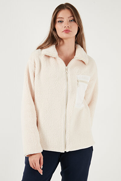 Lela Regular Fit Classic Collar Chest Pocket Detailed Plush Cardigan Fleece Polar 5866437