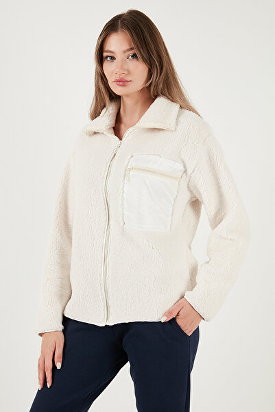 Lela Regular Fit Classic Collar Chest Pocket Detailed Plush Cardigan Fleece Polar 5866437