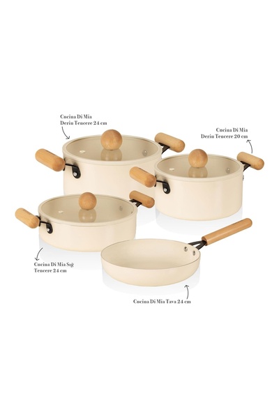 RİVO HOME DECOR Cucina Di Mia Induction Base Ceramic Cookware Set 7 Pieces