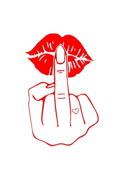 Oracal Sticker auto moto decorativ, tuning, rezistent la apa si UV, Sarut deget mijlociu, 20cm, rosu