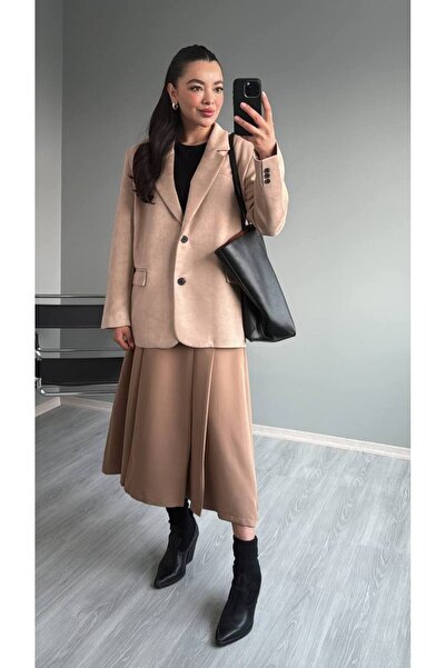 zibayi Suede Textured Lined Buttoned Classic Jacket |   Stylish and Elegant Appearance