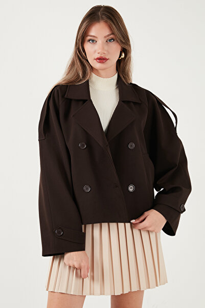 Lela Regular Fit Kruvaze Yaka Düğmeli Astarlı Ceket Mont MONT 6524955