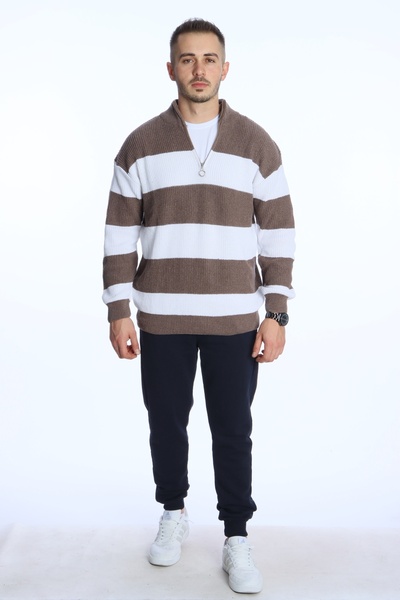 eg38 Piecewise Thessaloniki Half-Zip Sweatshirt Brown