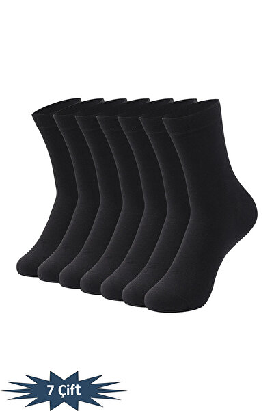 HRN Textile 7-Piece Men's Cotton Plain Long Socks – Anti-Sweat and Odor Prevention