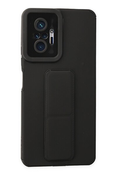 NewFace حافظة LVSQVR لهاتف Xiaomi Redmi Note 10 Pro من السيليكون مع حامل كبير (00741) - أسود