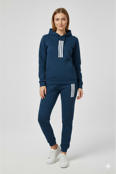 NİCE طقم علوي وسفلي منقوش بخطوط للجنسين للرجال/النساء بغطاء رأس