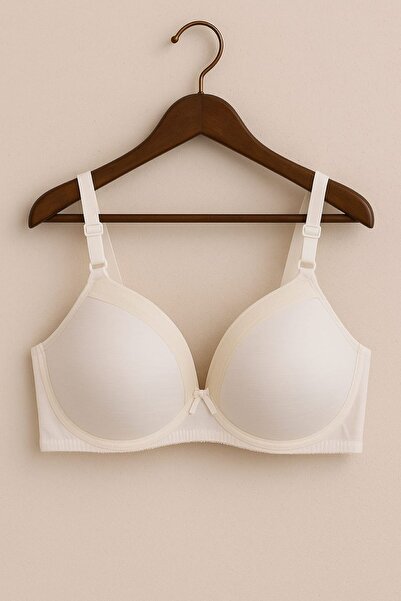 enmodaiçgiyim Білий великий розмір бавовняний бюстгальтер з чашками C – без підкладки, без кісточок, з м'якою пінопластовою підкладкою