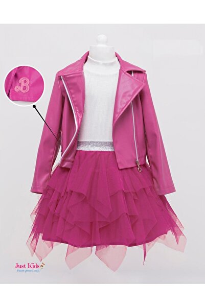 Cocoland Set Barbie pentru fete – Jachetă de piele și fustă tutu cu volane, 6...