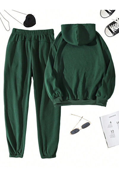 darkopia Σετ αθλητικών φούτερ Unisex Ανδρικά Γυναικεία χωρίς στάμπα Basic Printed Oversize 3 Thread Hooded