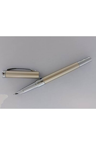 Ecada Stilou metalic Ecada, penita iridium ascunsa, culoare corp crem mat orn...