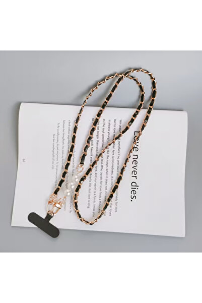 MAURA LIYUZA Beyaz / Siyah Renk Çeşitli Örgü Model Tasarım Uzun Telefon Askısı