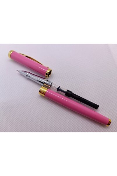 Ecada Stilou metalic Ecada, culoare corp roz cu ornamente aurii, penita ascun...