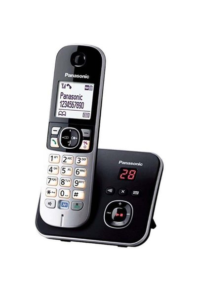 PANASONIC نظام الرد الآلي اللاسلكي بسماعة واحدة - أسود/أبيض