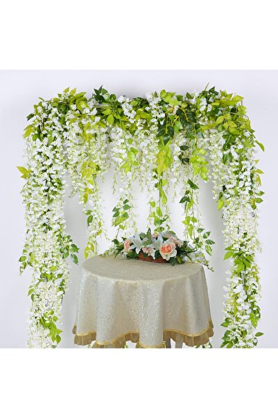 Generic Lvydec Wisteria Artificial Flowers 4-Pack, 28.8 ft White Silk Vine for Home & Wedding