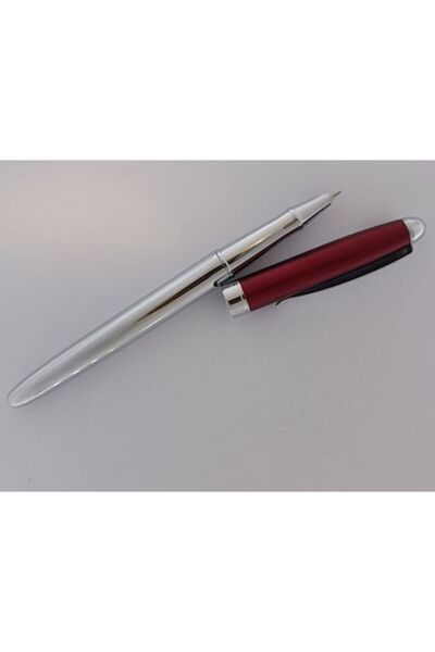 Ecada Stilou metalic Ecada, culoare corp argintiu lucios cu capac rosu mat cu...