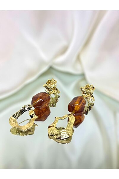 MatmazelLavinya Brown beaded vintage gold earrings