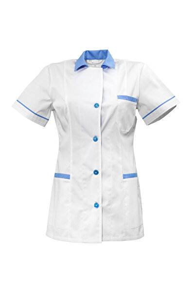 AVD SAFETY Women's medical gown - classic lapel collar model, with buttons, functional pockets, doctor's gown, nurse