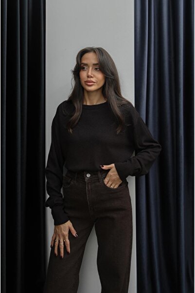 Havoş Bitter Brown Wool Basic Knit Sweater