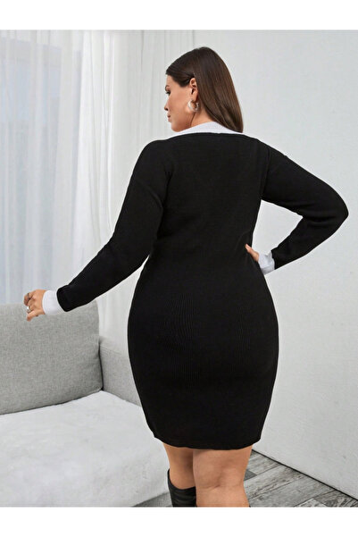 Meleners Women's Long Sleeve V Neck Short Knitwear Dress