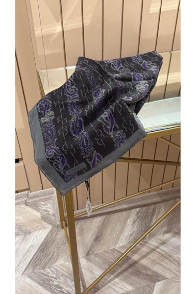 ipekevi Desenli Tensel Eşarp Siyah Mor