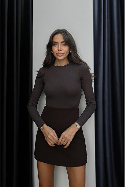 Havoş Bitter Brown Bodysuit with Snap Closure at the Bottom