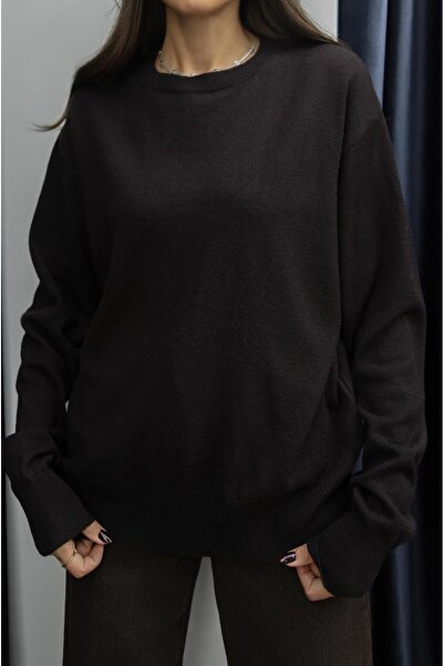 Havoş Bitter Brown Wool Basic Knit Sweater