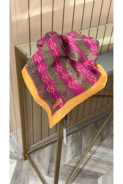 ipekevi Desenli Tensel Eşarp Fuşya Bej