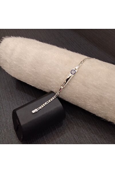 Unbranded/Generic 925 Ayar Gümüş Taşlı Detay Nazar Boncuklu Model Çocuk Bilek...