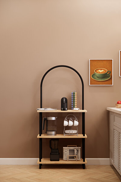 Phobia Döndür Tak Modüler 3 Raflı Kahve Köşesi Çok Amaçlı Mutfak Rafı, Kolay Kurulumlu Raf Sistemi