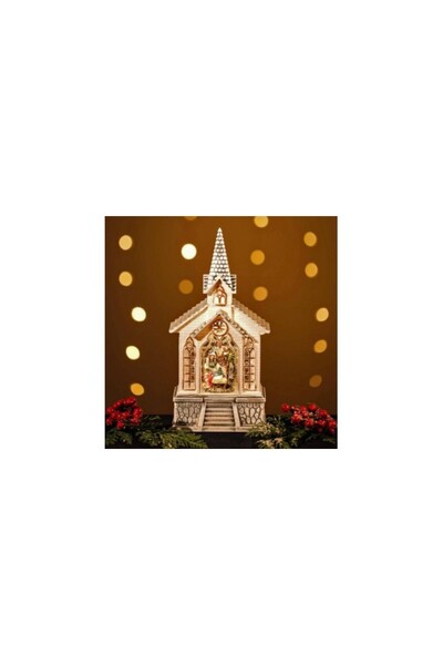 Aca Christmas Decoration LED Church Lantern, Nativity, Musical XL 37cm, USB