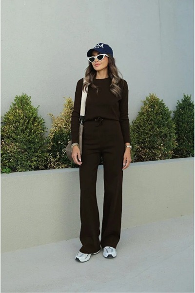 BARLİZ Νέο γυναικείο μακρυμάνικο εποχιακό ελαστικό σετ με ριμπ κάτω μέρος και...