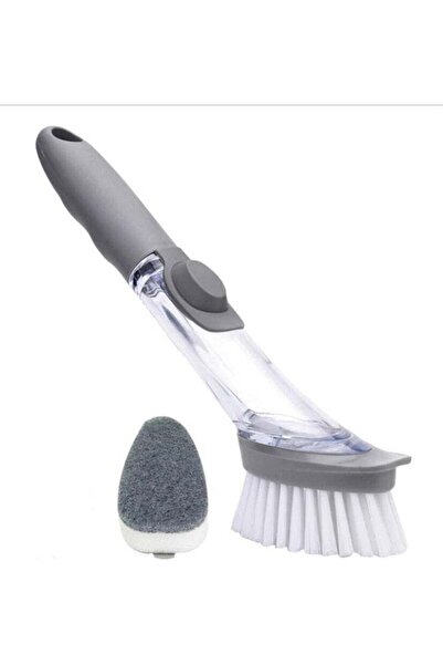 GENERIC4 فرشاة مطبخ مع موزع صابون سائل قابل لإعادة التعبئة، ورأس غسيل قابل لل...