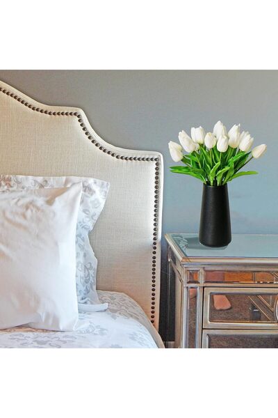 Mandy's 20pcs Pure White Artificial Tulip Silk Flowers 13.5"