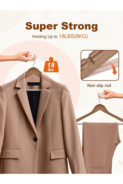 Generic Premium Wooden Hangers 10 Pack Walnut Coat Hangers