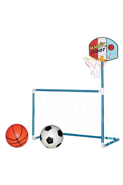 welcomein 2’si 1 Arada Basketbol Potası Futbol Kalesi Seti 70x80x122Cm Toplu Ağlı Spor Oyuncağı Spor Seti
