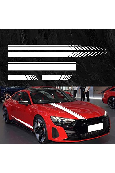 Avex Set de 5 stickere autoadezive Tuning, model "Racing Stripes V1", dimensiune 190 cm, culoare Alb